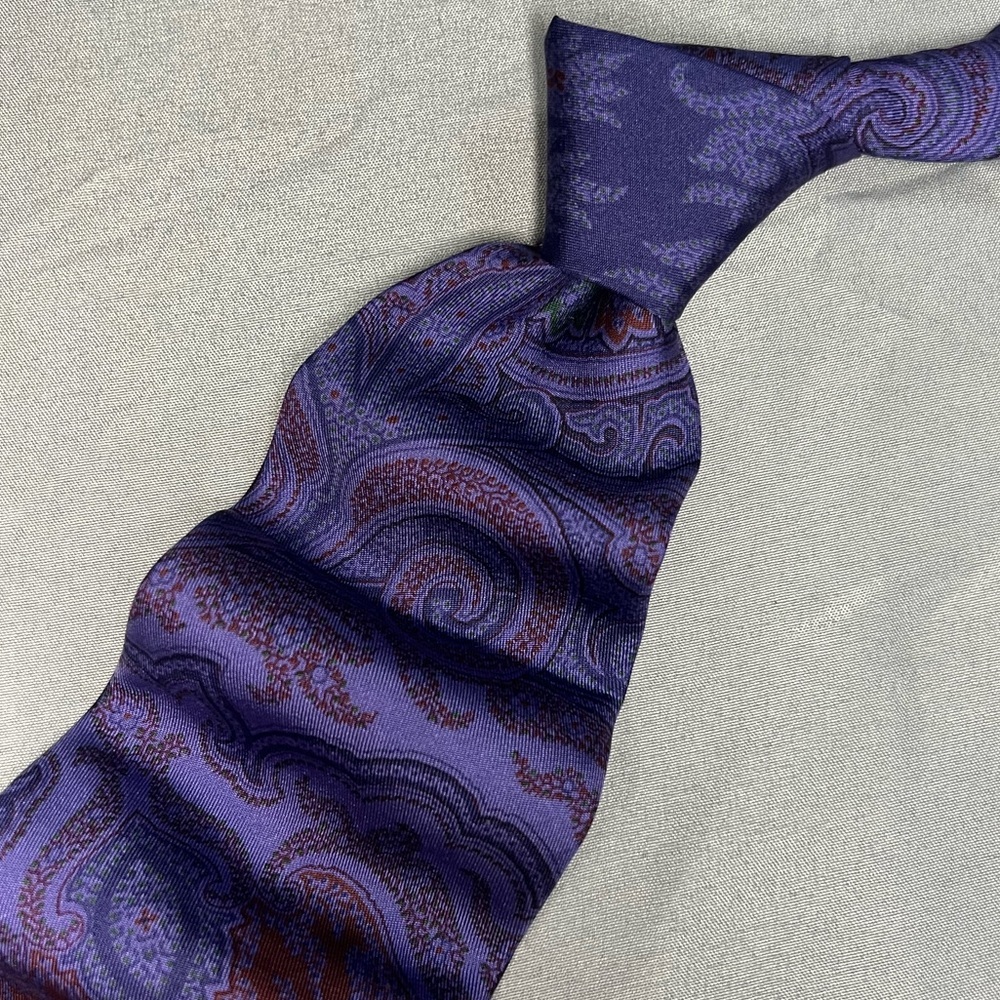 Men’s ETRO Purple Red Green Paisley Designer Classic Regular Silk Tie Italy